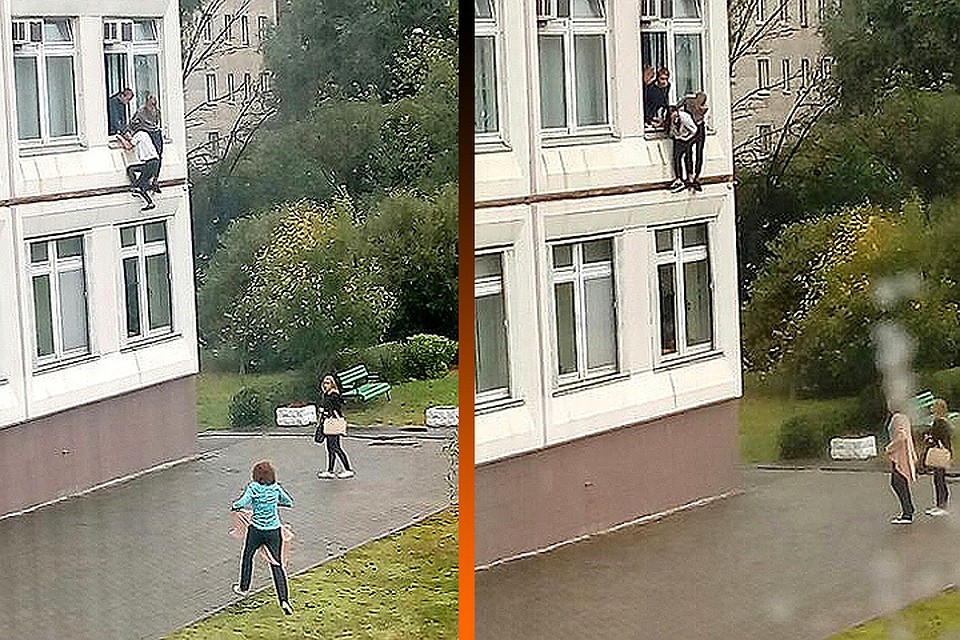Услышав крики и стрельбу, школьники прыгали из окон здания.