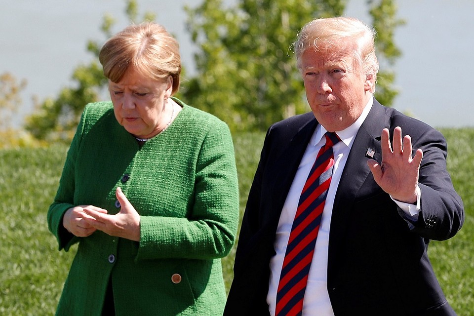 Канцлер ФРГ Ангела Меркель и президент США Дональд Трамп на саммите G7