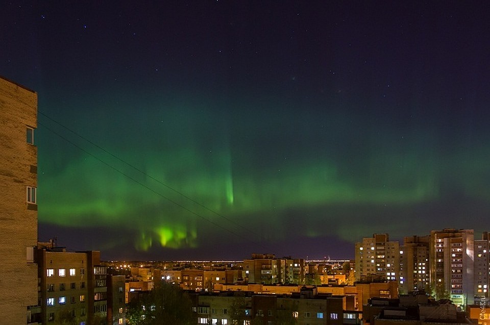 Над Сестрорецком зеленело полярное сияние. Фото: vk.com/ole4kru