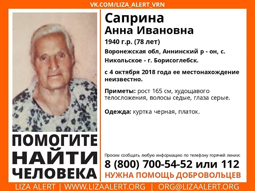 Фото: из группы поискового отряда «Лиза Алерт Воронеж».