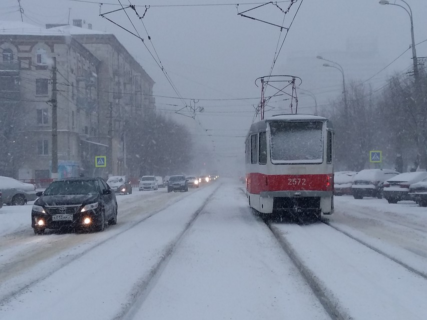 Волгоград засыпает первым снегом.