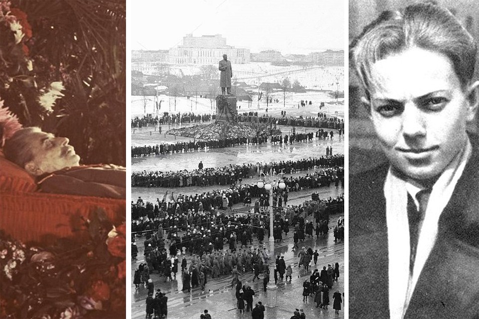В Минске к памятнику Сталину несли живые цветы все дни траура, а в Москве людей из давки у Дома союзов, где стоял гроб вождя, среди прочих спасал еще студент Владимир Короткевич. Фото: Архив