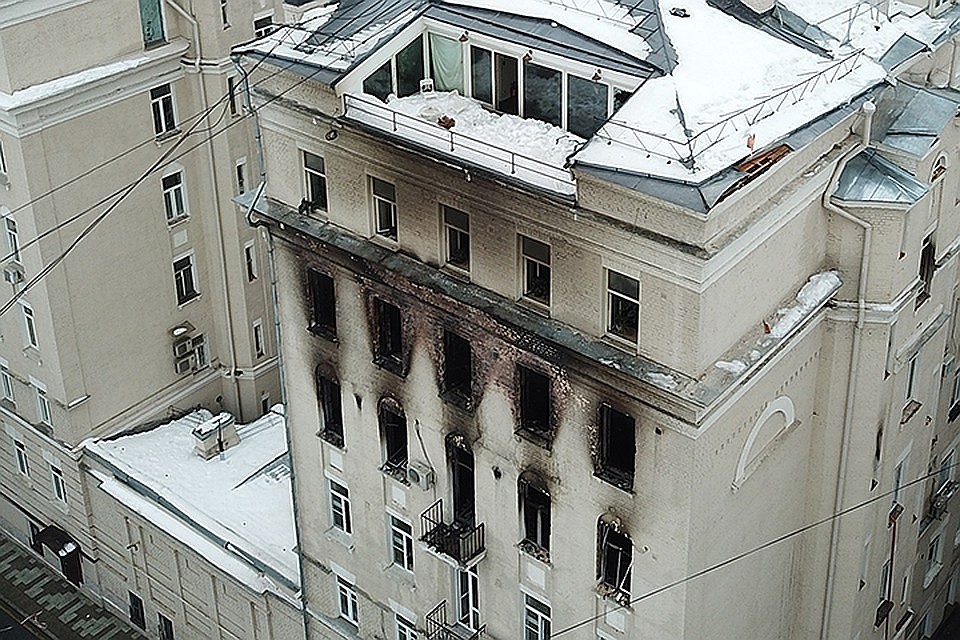 Экспертиза пожара на Никитском бульваре: причиной стало короткое замыкание