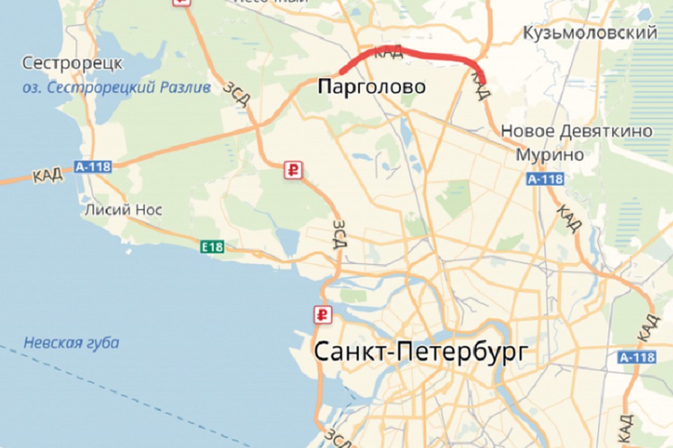 Будущее "бутылочное горлышко" на севере Петербурга. Фото: Яндекс.Карты/ УПРДОР "Северо-Запад".