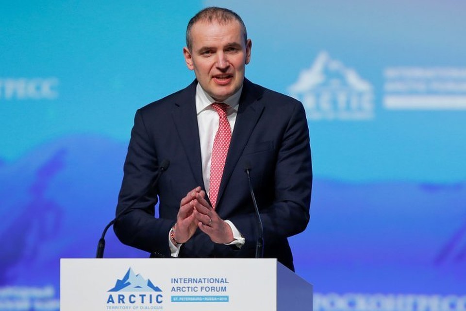 Президент Исландии Гвюдни Йоуханнессон на пленарном заседании Международного арктического форума в Петербурге