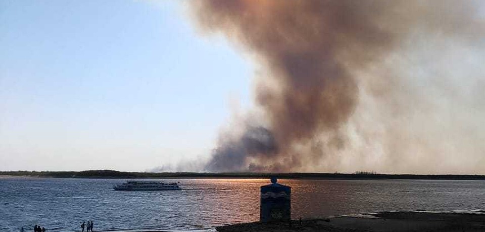 В Хабаровске снова загорелись дачные острова на левом берегу Амура Фото: Мария ИГНАТЬЕВА