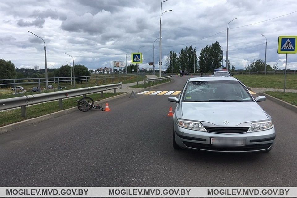 Подросток ехал через дорогу по нерегулируемому пешеходному переходу. Фото: УВД Могилевского облисполкома.