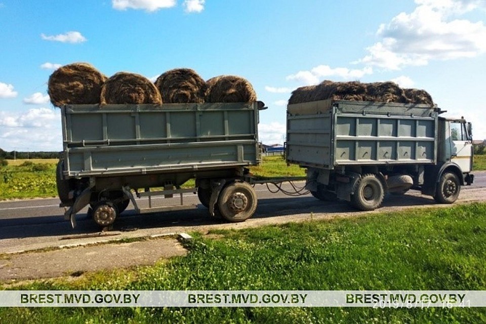 "МАЗ" потерял заднее колесо и оказался на встречке. Фото: УВД Брестского облисполкома.