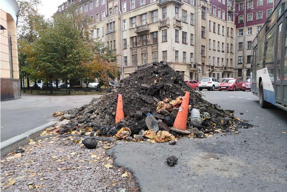 Куча мусора выросла в центре Петербурга