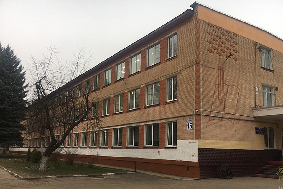 Из школы эвакуировали всех учеников и сотрудников. Тревога поднялась из-за короткого замыкания в светильнике. Фото: МЧС.