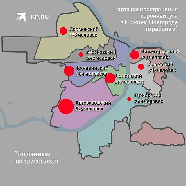 Коронавирус в Нижнем Новогороде по районам