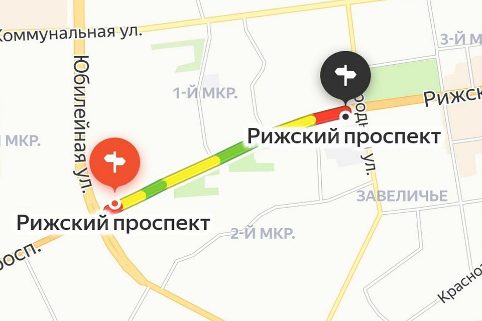 Перекрытие не коснется движения по перекрестку на Рижском проспекте с Народной до 3 июня