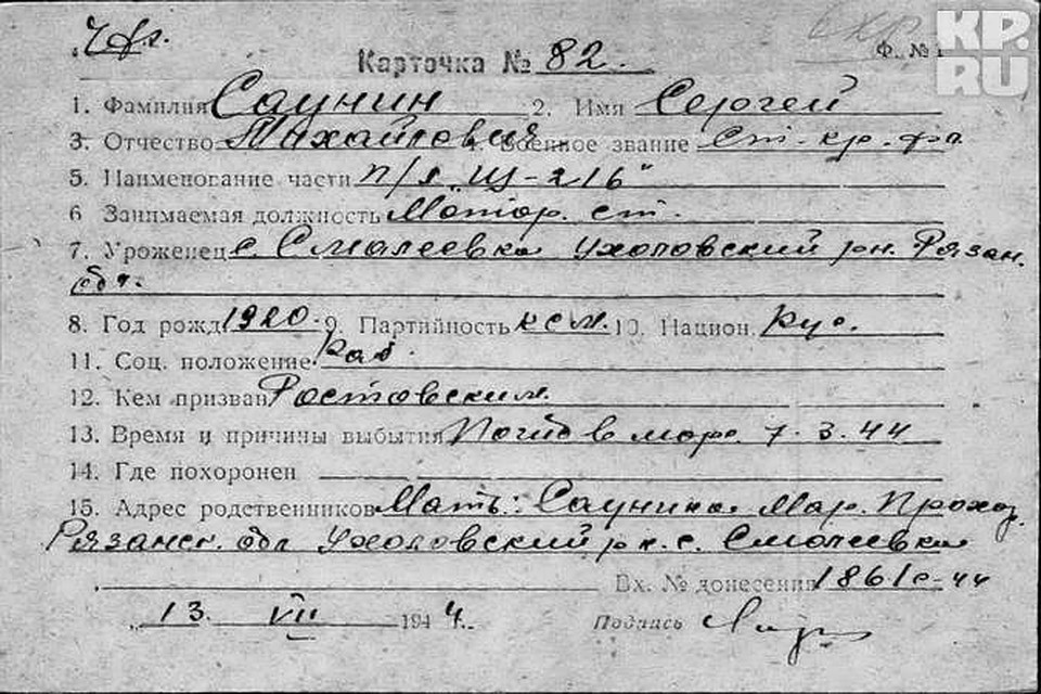 Личная карточка