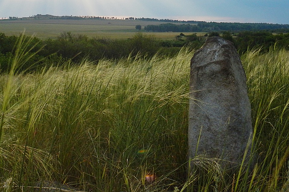 Менгир в поле у реки Уй. Фото - Николай Субботин