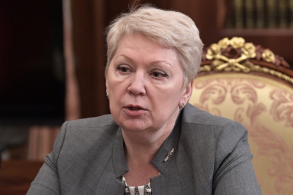 Министр образования и науки РФ Ольга Васильева во время рабочей встречи с президентом России Владимиром Путиным в Кремле. ФОТО Алексей Никольский/пресс-служба президента РФ/ТАСС