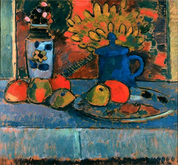 Натюрморт с цветами и фруктами. Алексей Явленский. Сайт expressionists.ru