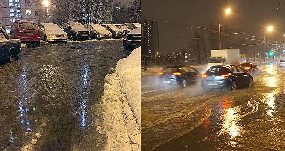 Во дворах и на улицах Москвы - настоящий потоп. Автомобилистам приходится прыжками добираться до авто, пешеходы вынуждены искать обходные пути. Фото: Инстаграм @mapat83, @proreutov