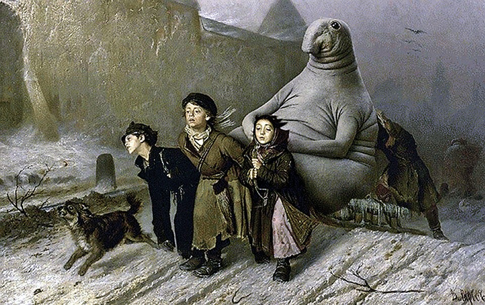 И совсем не бочку тащат дети на картине Перова «Тройка». Фото: Соцсети
