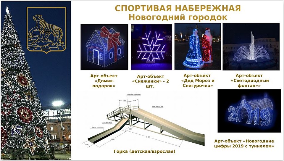 На нижней площадке Спортивной набережной установят горку и оживят фонтан. Эскиз городской администрации