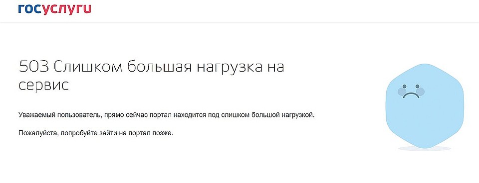 В пик записи у портала госуслуг случилась перенагрузка. Фото: скриншот