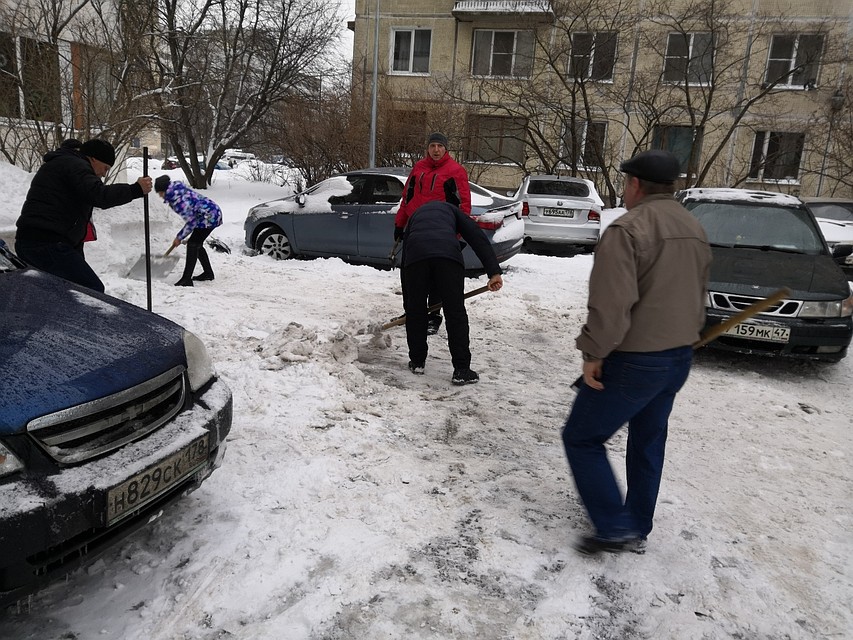 Жители города взялись за лопаты. Фото: социальные сети.