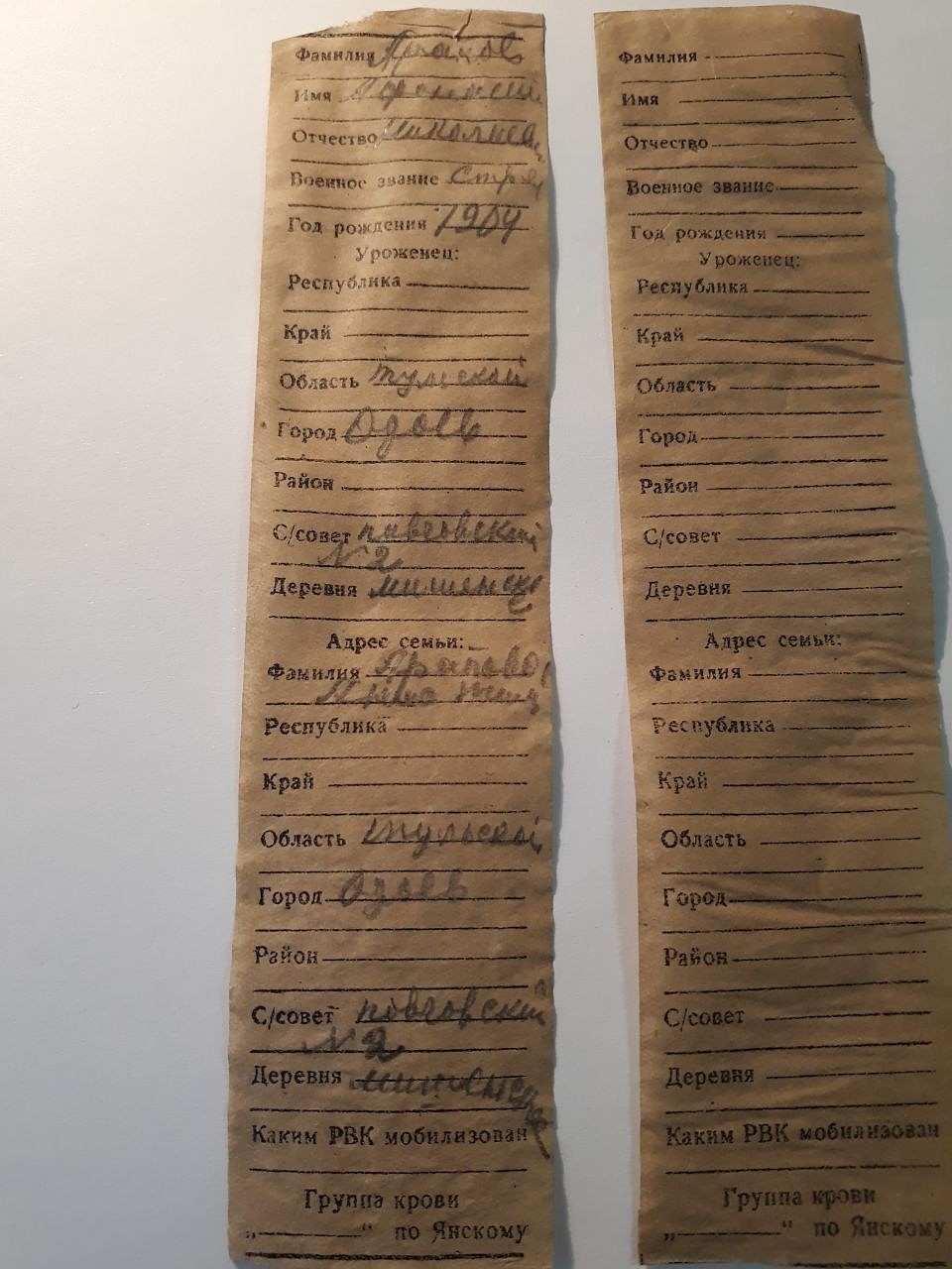 Данные Арапова Афанасия Николаевича