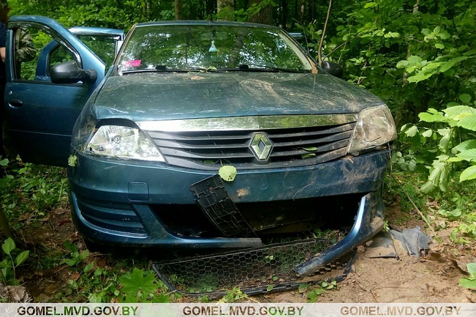 Машина оказалась в кювете. Фото: УВД Гомельского облисполкома.