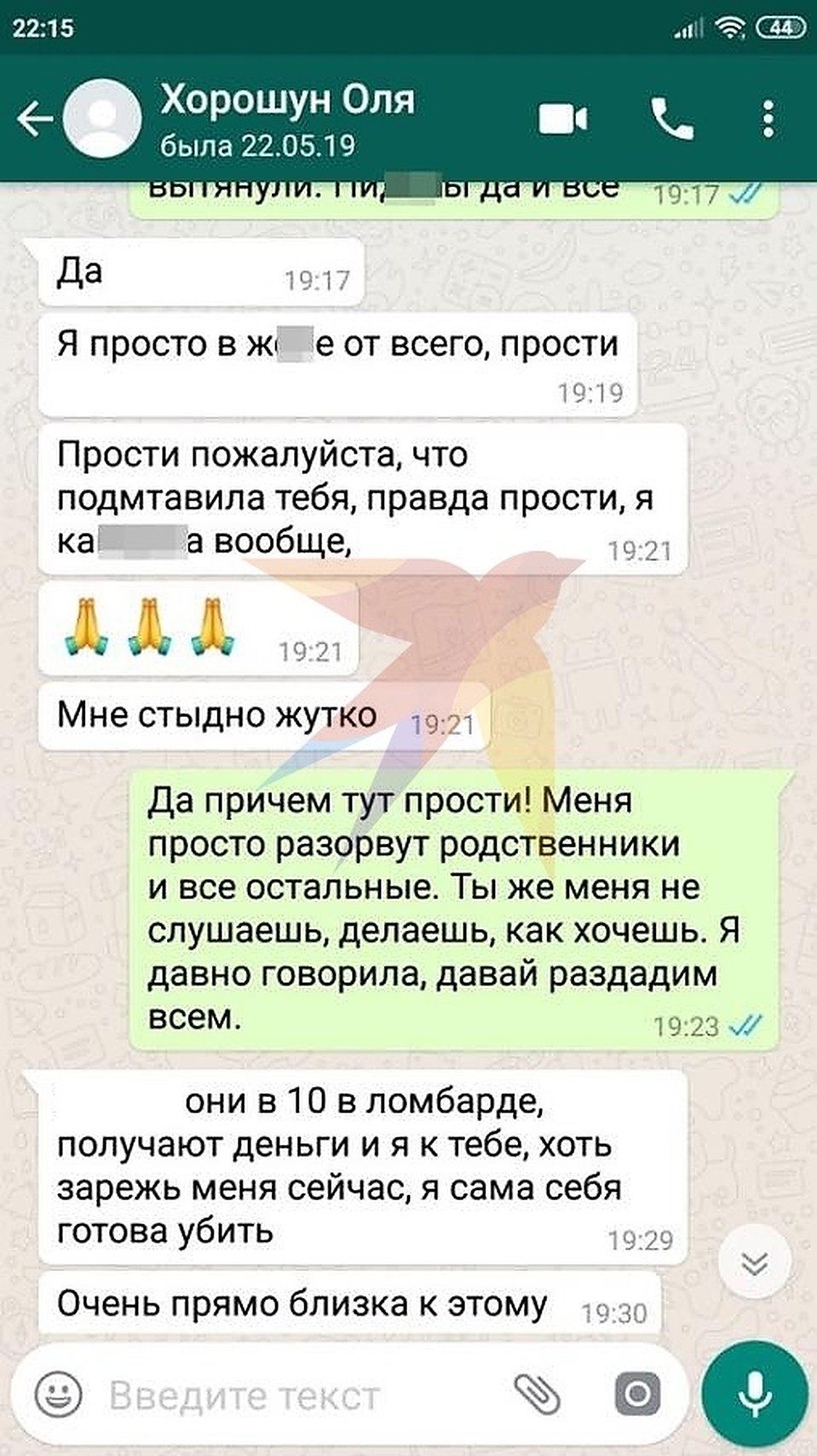 Переписка Светланы с Ольгой накануне исчезновения последней. Фото: предоставлено пострадавшими