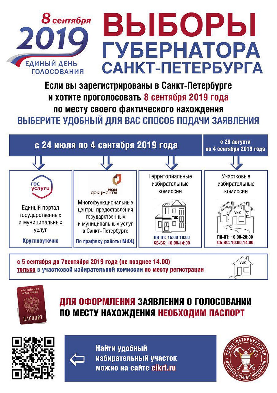 Выборы 8 сентября 2019 года в Санкт-Петербурге: избирательные участки для голосования.