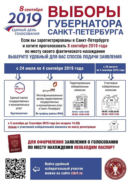 Выборы 8 сентября 2019 года в Санкт-Петербурге: избирательные участки для голосования.