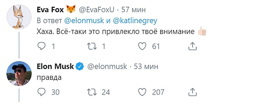 Маск отметил старания россиян