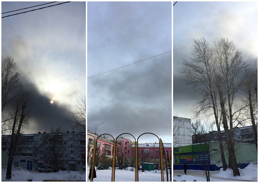 Увидев пелену четного дыма, некоторые горожане подумали, что это выбросы. Фото: Нетипичный Челябинск/vk.com