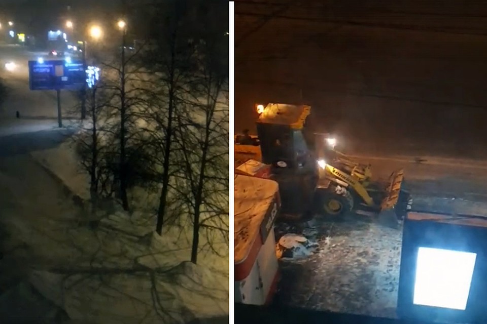 Одним не нравится, что ночью дороги не чистят. Другим - наоборот. Фото: кадры из видео Олега Сорина, vk.com/leninskiybro и Анастасии Легавко, vk.com/nashchelyabinsk
