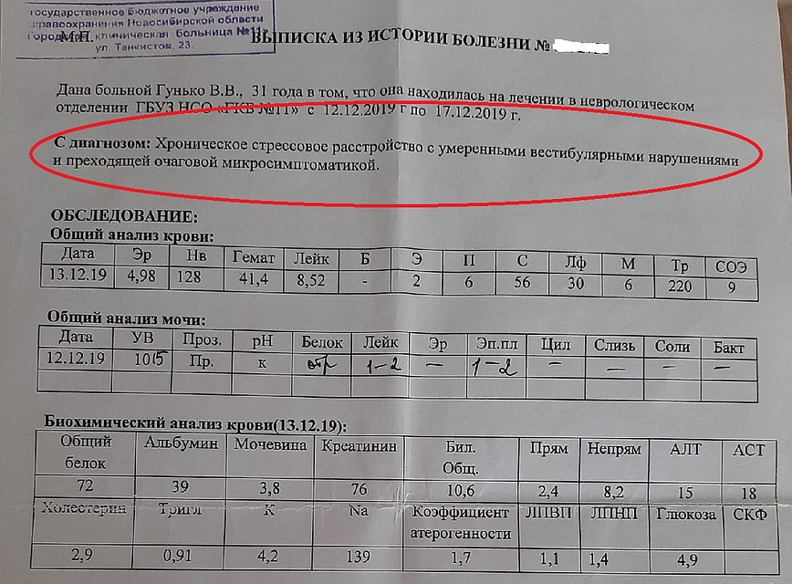 Диагноз, который поставили сибирячке в больнице № 11. Фото: личный архив.