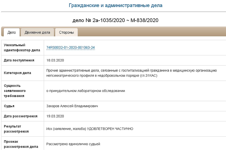Речь идет о принудительной сдаче анализов. Фото: miass-chel.sudrf.ru.