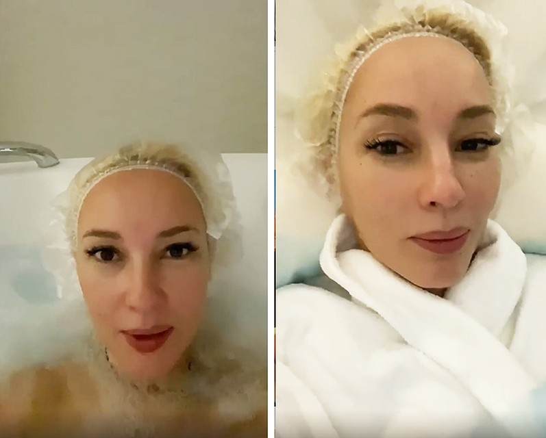 Лера Кудрявцева наслаждается лечебными процедурами. Фото: кадр видео.