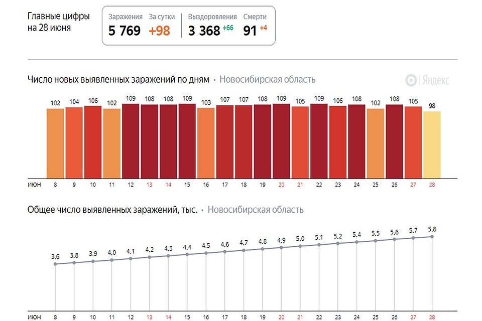 Статистика на 28 июня. Фото: «Яндекс»