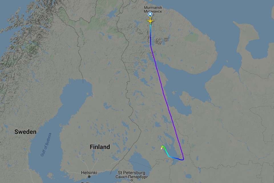 Недолет воздушного судна четко виден по картам. Фото: flightradar24.com