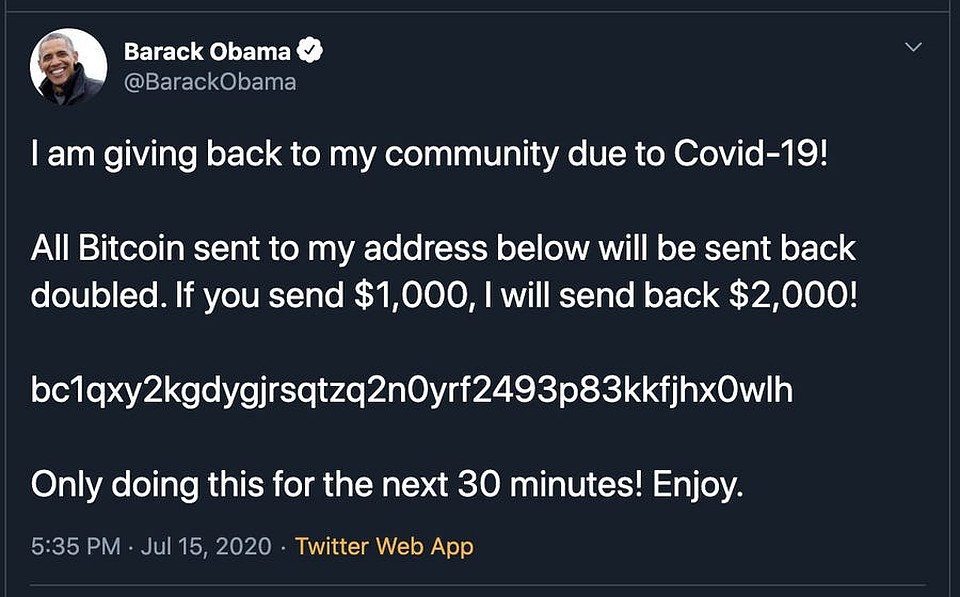 Сообщение на странице Барака Обамы в Twitter