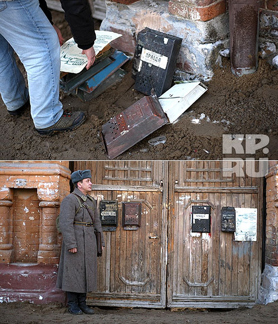 Чтобы старый самарский дом выглядел, как в далеком 1942-м, на него повесили почтовые ящики советских времен Фото: Михаил ДЕНИСОВ