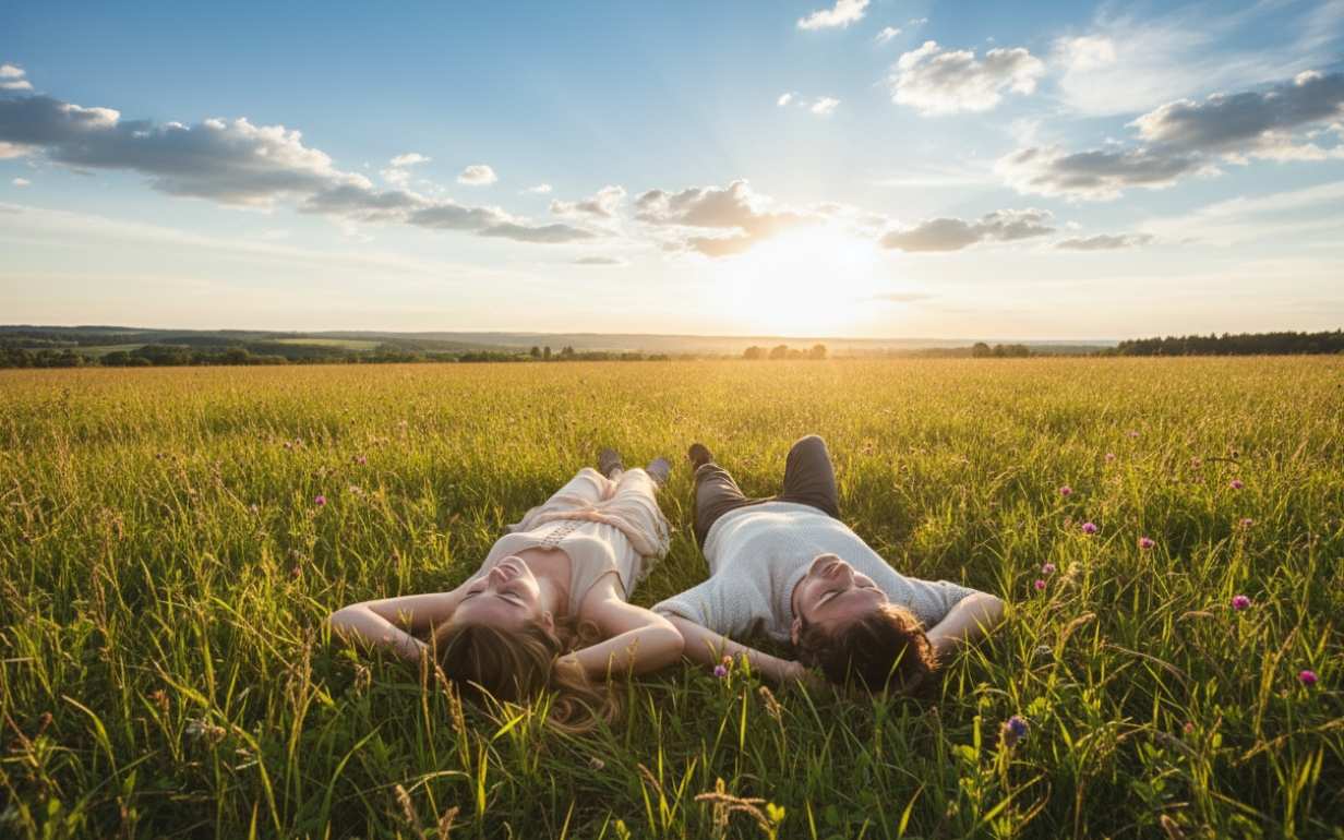 Пара любуется небом