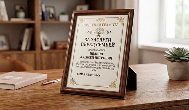 Плакат-грамота «За заслуги перед семьей»