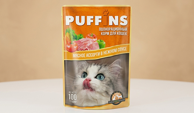 Влажный корм Puffins «Мясное ассорти в соусе»