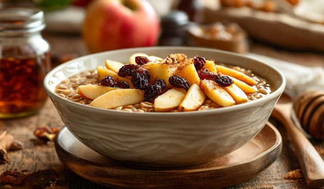 Овсяная каша с яблоком и изюмом