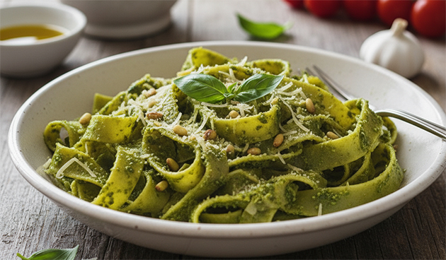 Домашняя паста с соусом песто