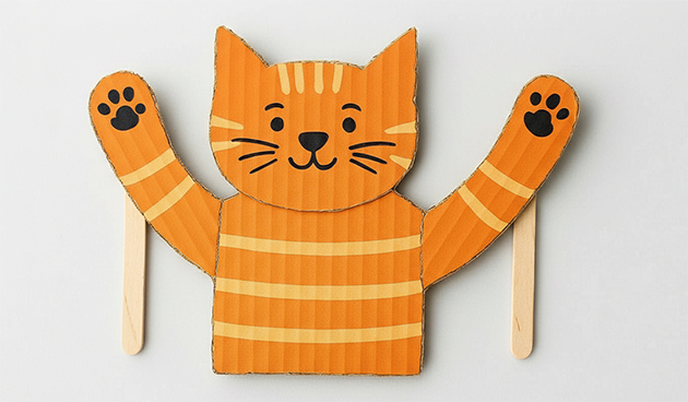 Кот-марионетка на палочках