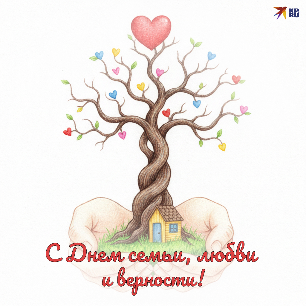 Красивые открытки на День семьи, любви и верности с поздравлениями