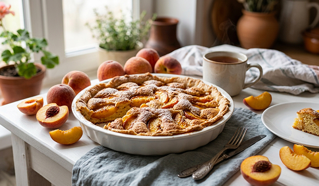 Шарлотка с персиками