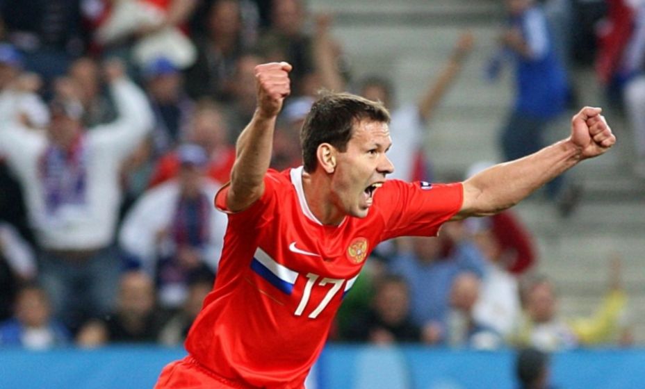 Константин Зырянов празднует гол в ворота Греции на Евро-2008. Фото: ТАСС