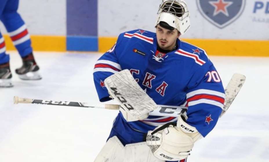 Вратарь СКА Дмитрий Николаев иколаев очень редко пропускает больше одной шайбы за матч. Фото: Соцсети СКА